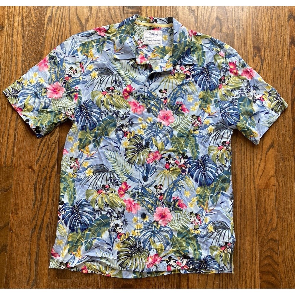 Disney Tommy Bahama Hawaiian Shirt Size Small Floral Mickey Jungle Jubilee Camp